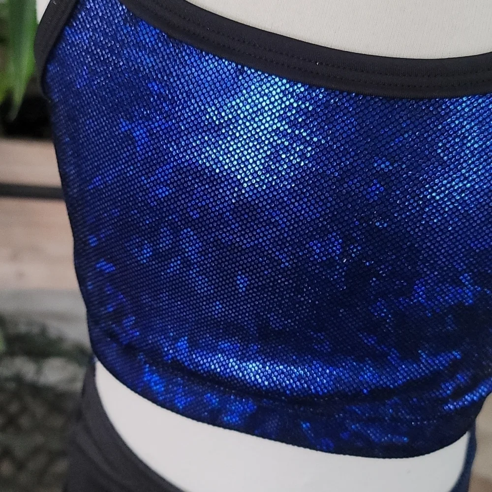 Shimmy Shimmy Inc Girls Royal Blue Hologram Dance Cheer Set NWT